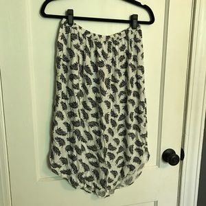 White feather print midi skirt